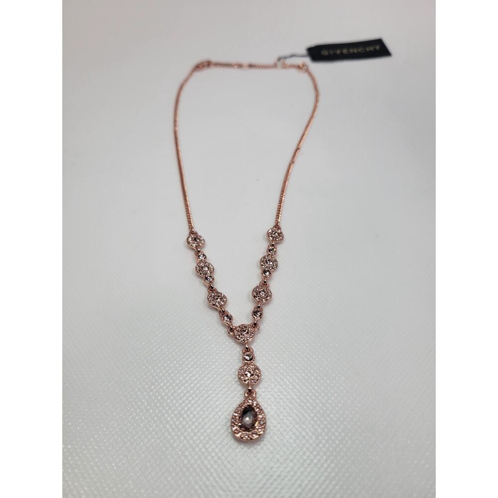 Givenchy ROSE GOLD TONE CRYSAL LARIAT NECKLACE